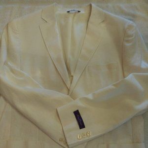 Alan Flusser White Linen Relaxed Fit Blazer